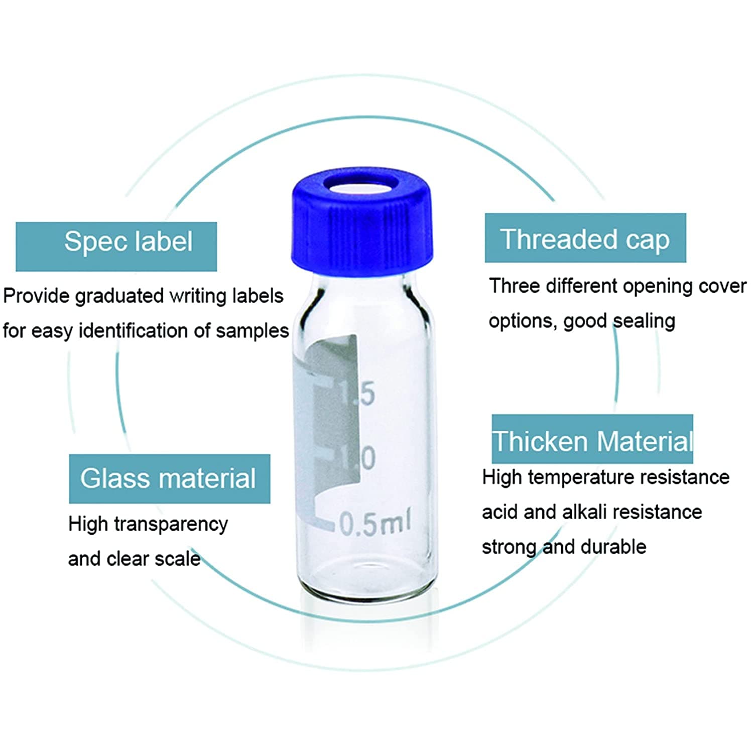 China Different Shape borosil 2ml 9mm Screw thread vials with Cap supplier